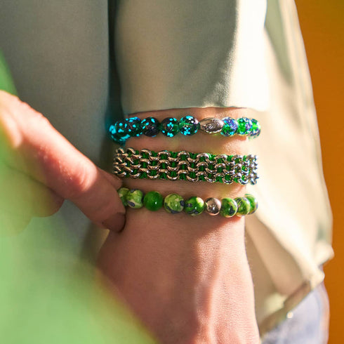 Laubfrosch-Glieder | Original Kismet Armband | Grün x Silber